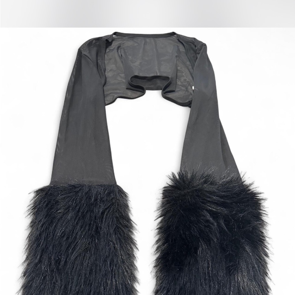 Black Faux Fur Shrug